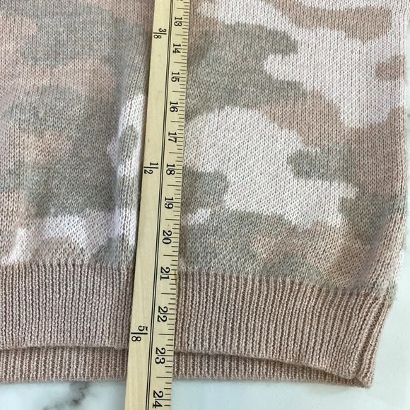 Lucky Brand Pullover Sweater Women Size XL Pink Gray Camo Wool Blend Ribbed Crew - Picture 7 of 12